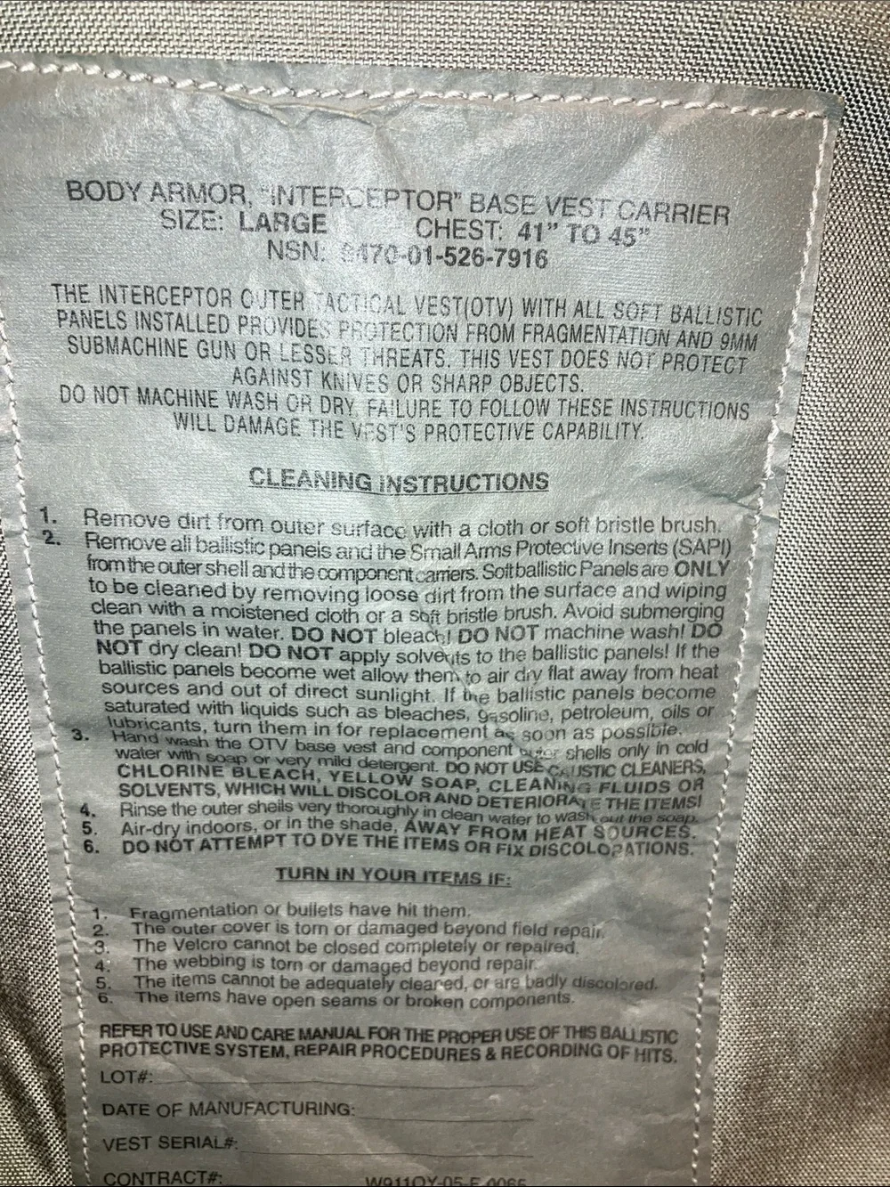 Genuine U.S. Army Interceptor Body Armor Vest - Picture 6 of 9
